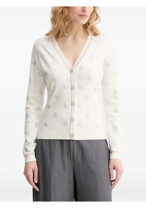 GUESS USA crystal-embellished logo-pattern cardigan - Neutrals