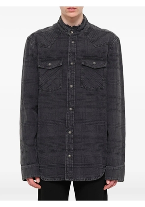 Balmain quilted-effect distressed-collar shirt - Grey