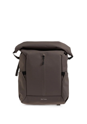 Paul Smith roll-top logo-print backpack - Brown