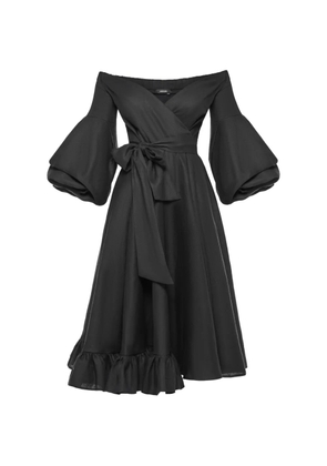 ANOUKI off-shoulder ruffled midi dress - Black