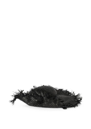 Emporio Armani frayed-edge woven-raffia hat - Black