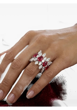 HYT Jewelry ruby and diamond band ring - Silver