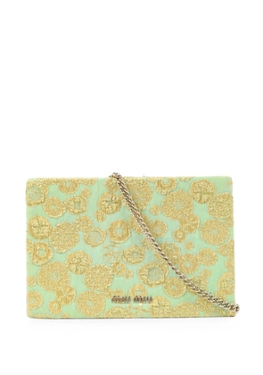 Miu Miu Pre-Owned floral-lurex chain clutch bag - Green