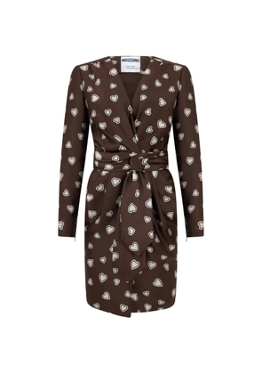 Moschino heart-print double-breasted mini dress - Brown