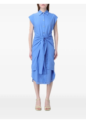 Tela midi tie-waist sleeveless shirt dress - Blue