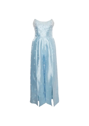 Farah Al Mesbah x Laila embellished strapless jumpsuit - Blue