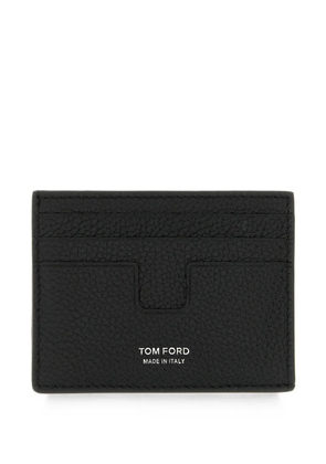 TOM FORD T Line grain leather card holder - Black