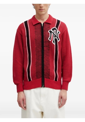 NO PROBLEMO zip-up crochet intarsia-knit cardigan - Red