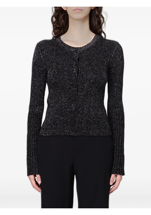 MOSCHINO JEANS ribbed-knit lurex cardigan - Black
