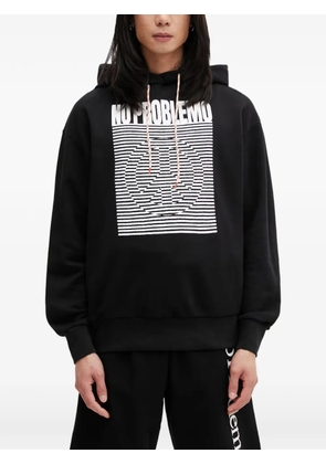NO PROBLEMO logo-print peace-sign oversized hoodie - Black