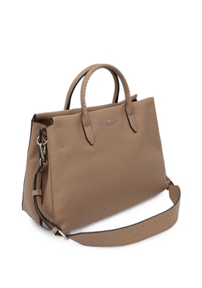 ERMANNO FIRENZE logo-plaque pebbled-effect tote bag - Neutrals