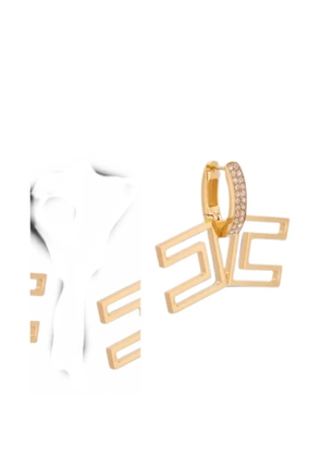 Elisabetta Franchi crystal-embellished logo-pendant earrings - Gold