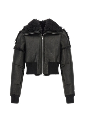 Rick Owens Flight Jkt Cropped shearling-lined bomber jacket - Black