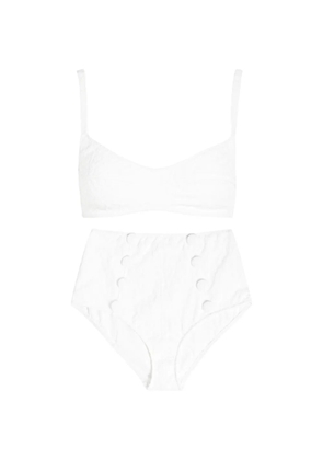 Lisa Marie Fernandez floral-jacquard button-detail bikini - White
