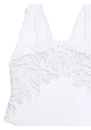 Ermanno Scervino lace-panel halterneck swimsuit - White