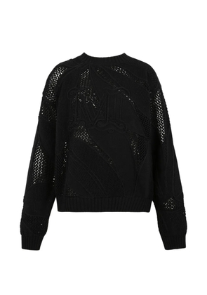 Max Mara logo-embroidered open-knit sweater - Black