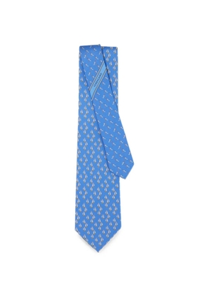Ferragamo Nautical-print silk tie - Blue