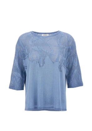 Kangra openwork-detail three-quarter-sleeve sweater - Blue