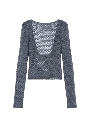 Giorgio Armani open-knit scoop-back sweater - Grey