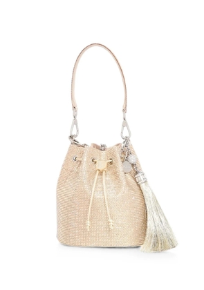 Judith Leiber crystal-embellished tassel-detail bucket bag - Neutrals