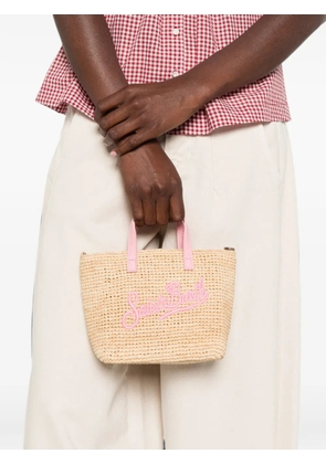 MC2 Saint Barth mini City logo-embroidered woven tote bag - Neutrals