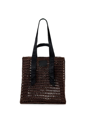 AllSaints crochet-knit logo-strap tote bag - Brown