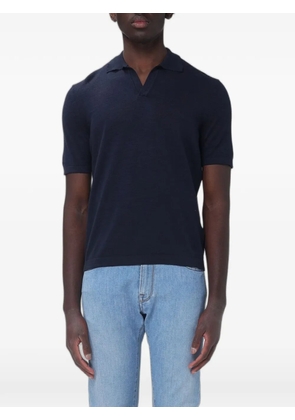 BROOKSFIELD bowling-collar linen T-shirt - Blue
