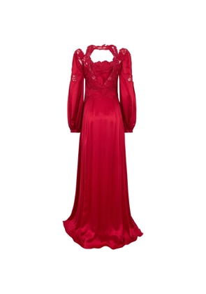 Alberta Ferretti puff-sleeve silk maxi dress - Red