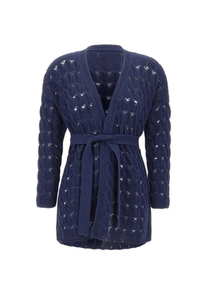 Kangra cable-knit belted cardigan - Blue