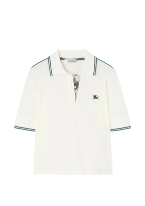 Burberry cropped check cotton pique polo shirt - White
