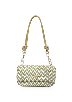 GUESS USA Tessi woven-effect logo-plaque shoulder bag - Green