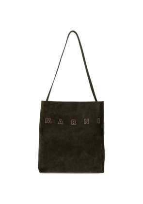 Marni Museo logo-embroidered suede tote bag - Green
