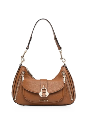 GUESS USA Jessa logo-plaque pebbled shoulder bag - Brown