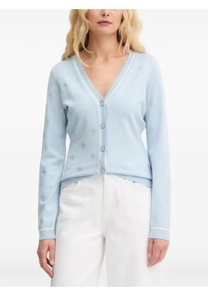 GUESS USA rhinestone logo-pattern cardigan - Blue