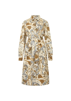 Moschino graphic-print belted long-sleeve dress - Neutrals