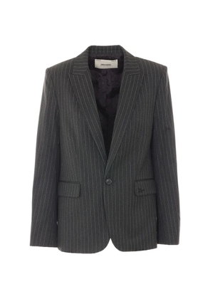 Zadig&Voltaire pinstriped embroidered-logo blazer - Grey