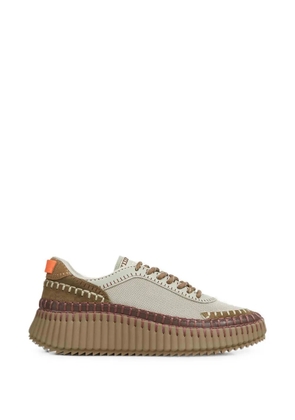 Chloé Nama whipstitch-trim fluted-sole sneakers - Neutrals