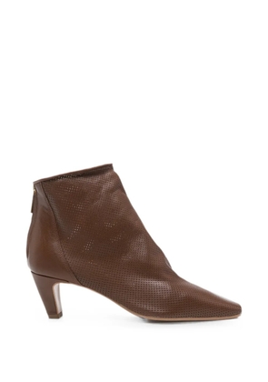 biancadi perforated leather ankle boots - Brown