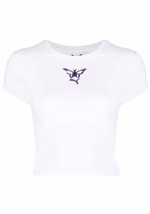 PUMA butterfly-print cropped T-shirt - White