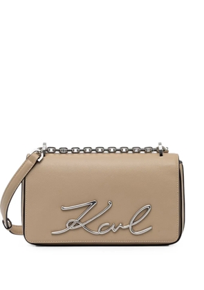 Karl Lagerfeld K/Signature logo-plaque crossbody bag - Neutrals