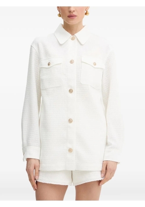 GUESS USA Eulalie bouclé-knit button-up tweed jacket - White