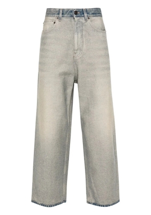 Balenciaga logo-patch faded tapered jeans - Blue