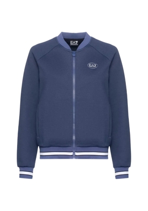 Ea7 Emporio Armani logo-print zip-up bomber jacket - Blue