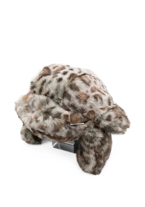 Ruslan Baginskiy leopard-print trapper hat - Grey