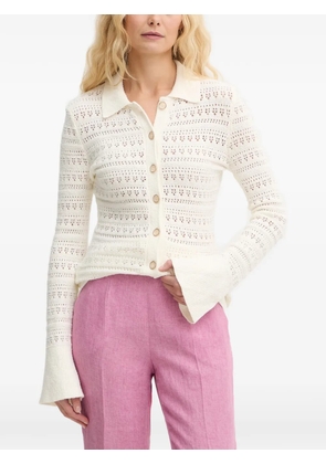 GUESS USA open-knit button-up cardigan - White