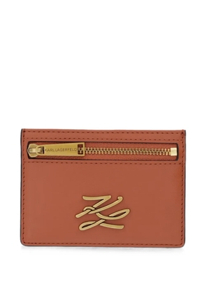 Karl Lagerfeld K/Autograph logo-plaque zip-pocket leather cardholder - Brown
