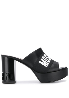 Moschino logo 95mm mules - Black