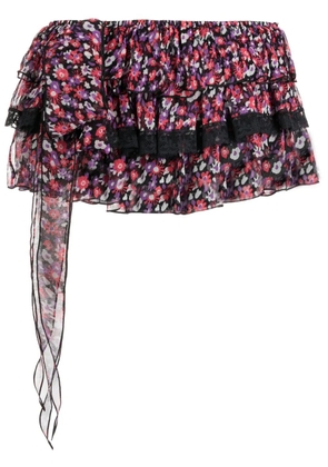 DSQUARED2 floral-print ruffle-detail shorts - Black