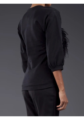 Lanvin embroidered feather top - Black