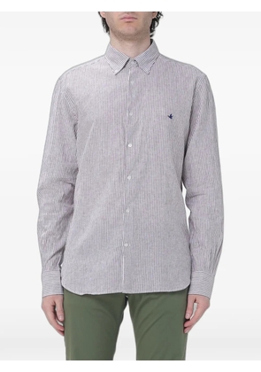 BROOKSFIELD striped-pattern linen shirt - Brown